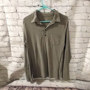 NAU Polo Organic Cotton Long Sleeve Gray Shirt Med.